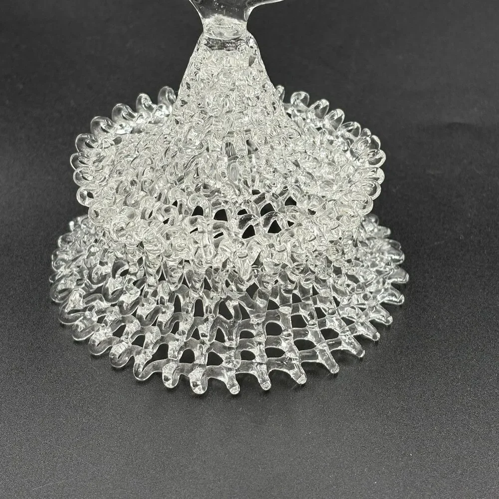 Vintage Hand Blown Ornate Glass Wedding Cake Topper Wedding Bells Heart 7”